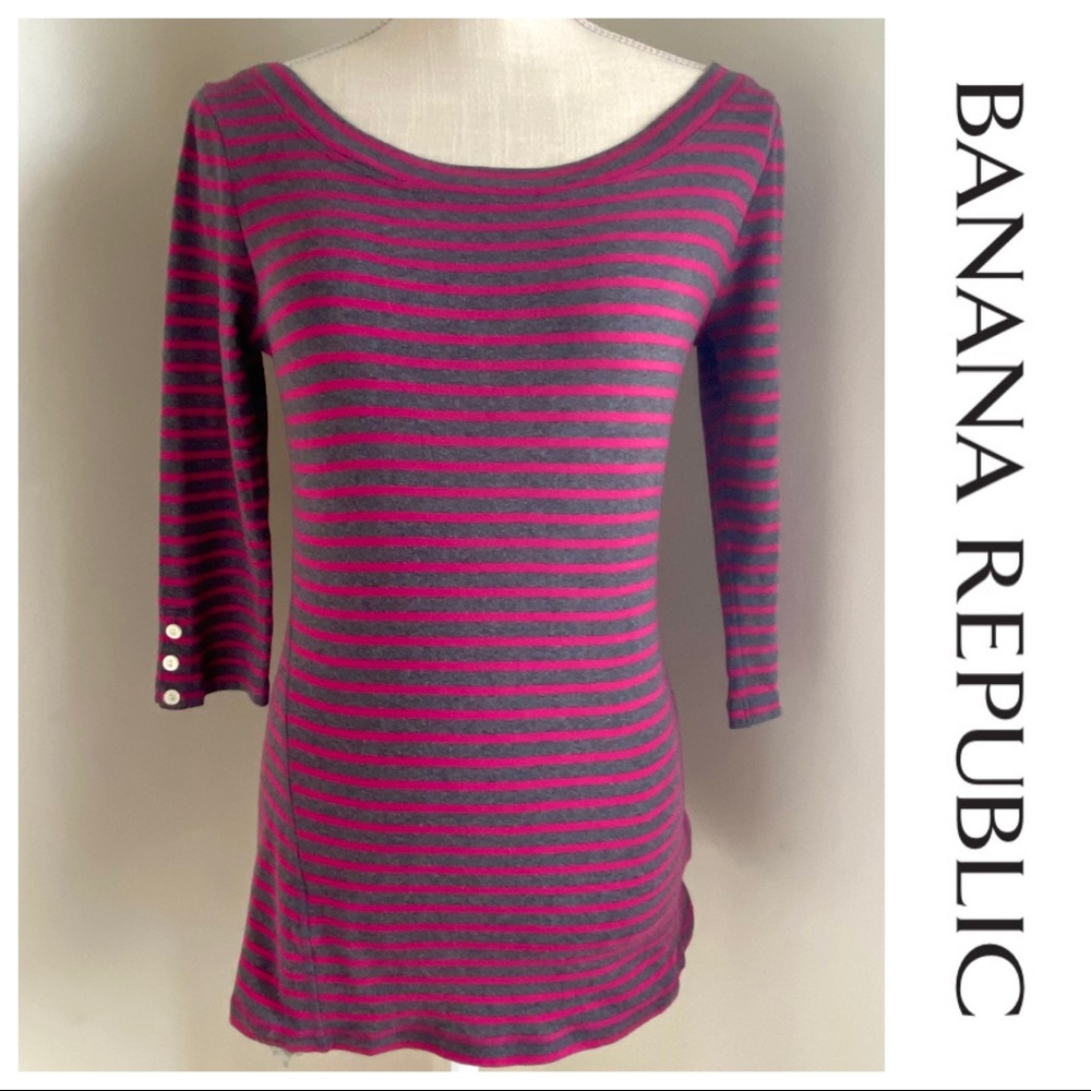 NWT boatneck pink/gray Banana Republic top
